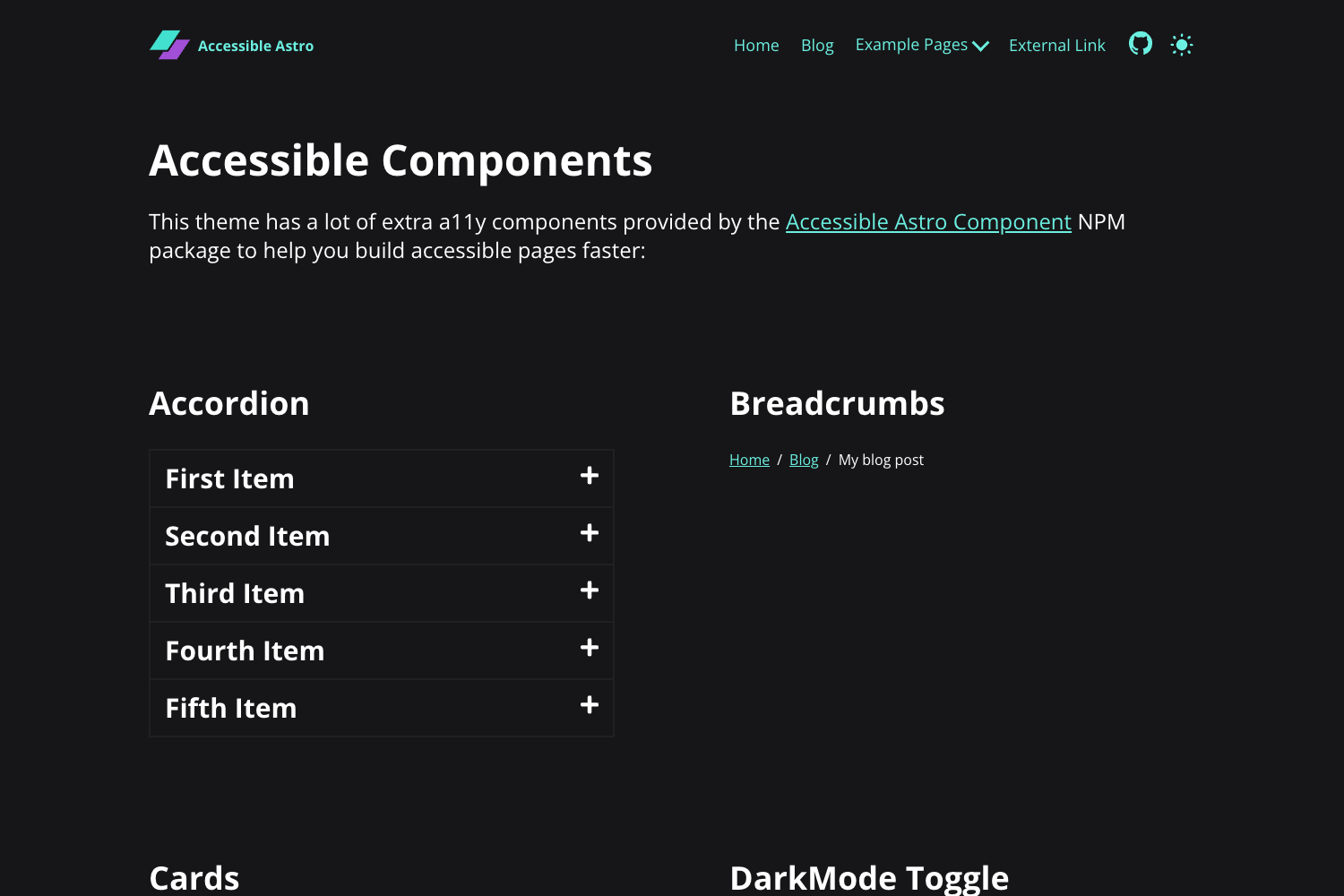 Screenshot of Accessible Astro Components