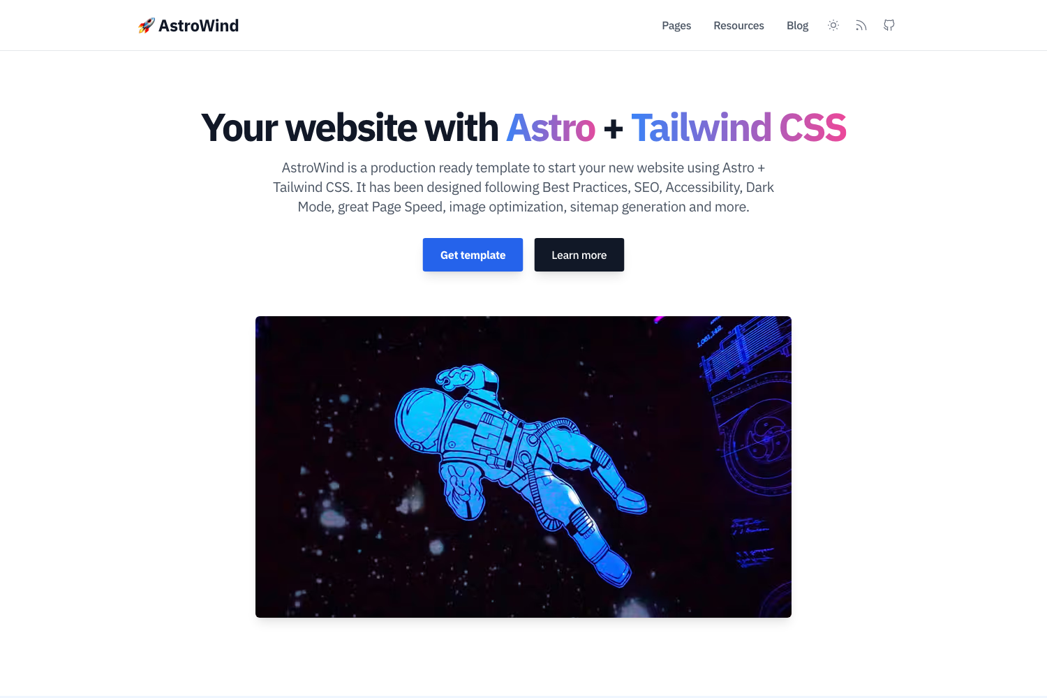 Screenshot of AstroWind