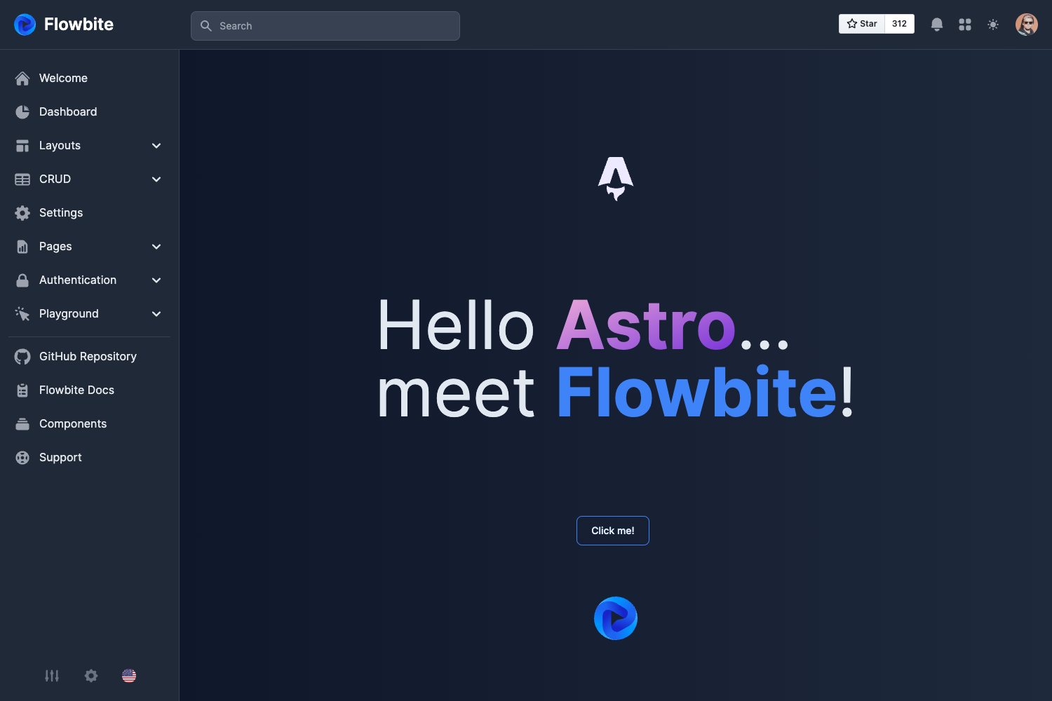 Screenshot of Flowbite Astro Admin Dashboard