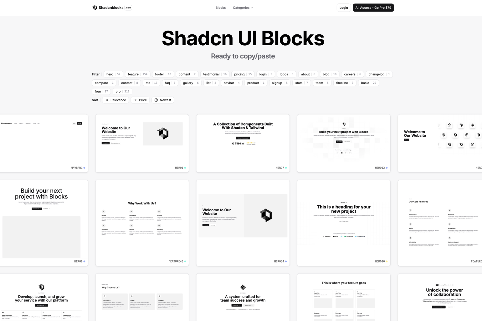 Screenshot of shadcnblocks