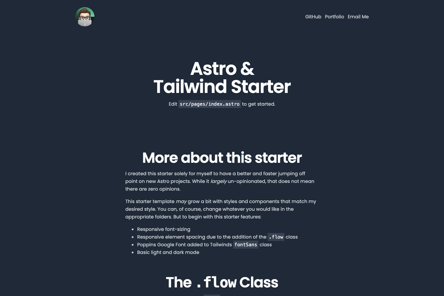 Screenshot of Astro Tailwind Starter