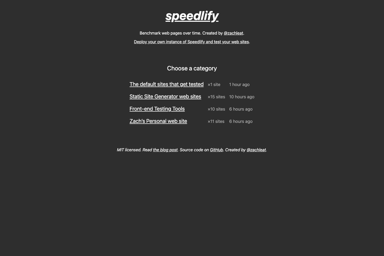 Screenshot of Speedlify