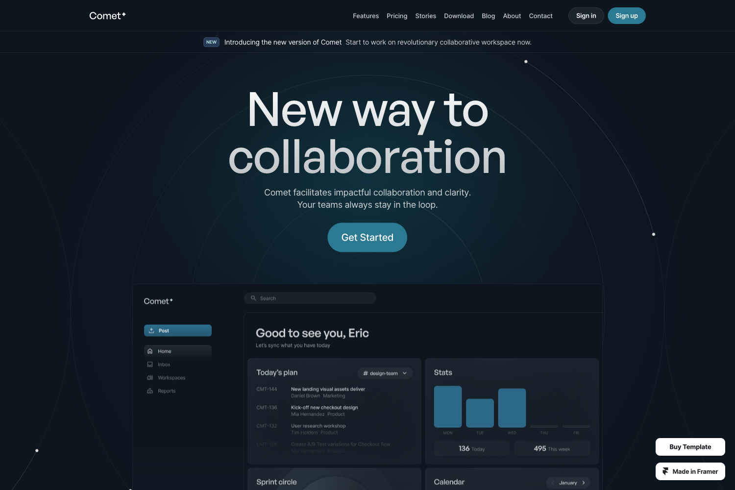 Screenshot of Comet — Saas & Startup Website