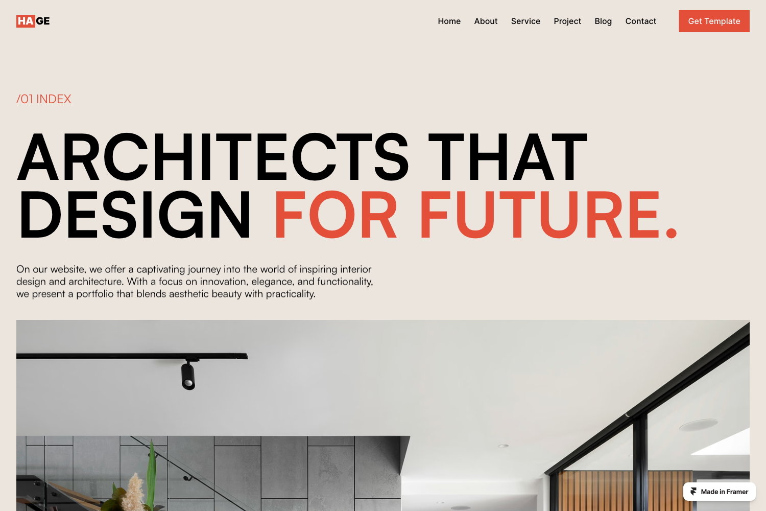 Screenshot of Hage — Impactful Architect & Designer Template