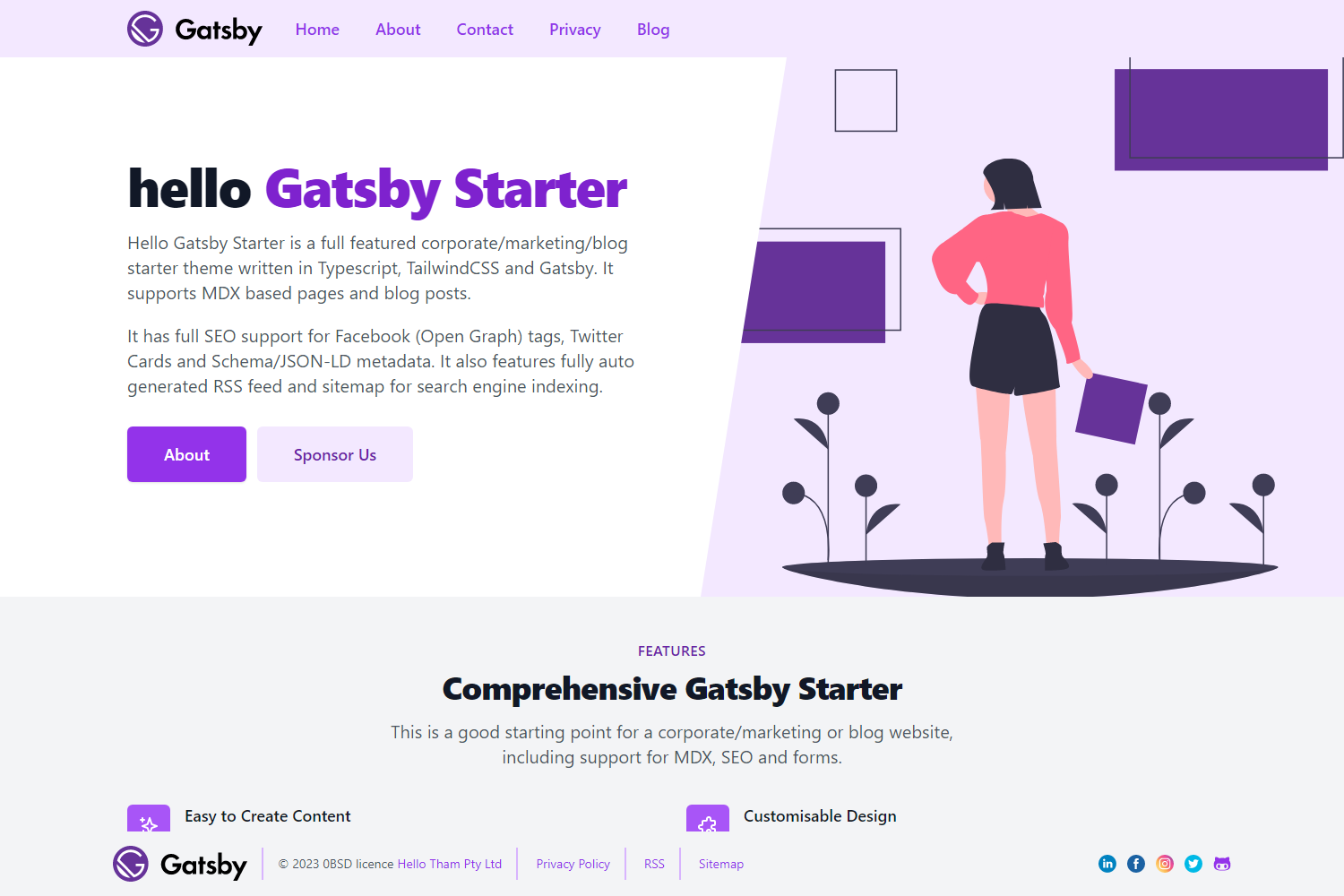 Screenshot of Hello Gatsby Starter