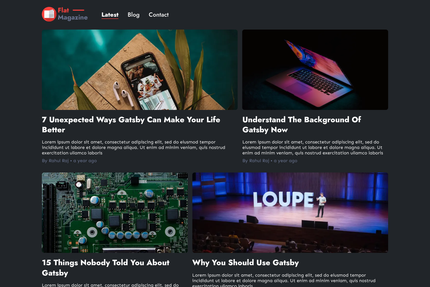 Screenshot of Gatsby Starter Flat Magazine