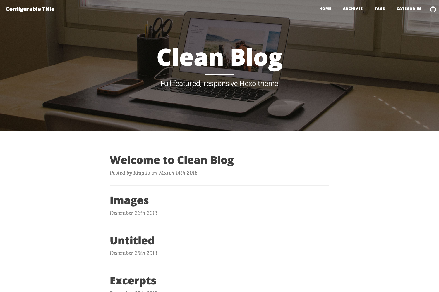 Screenshot of Hexo Clean Blog