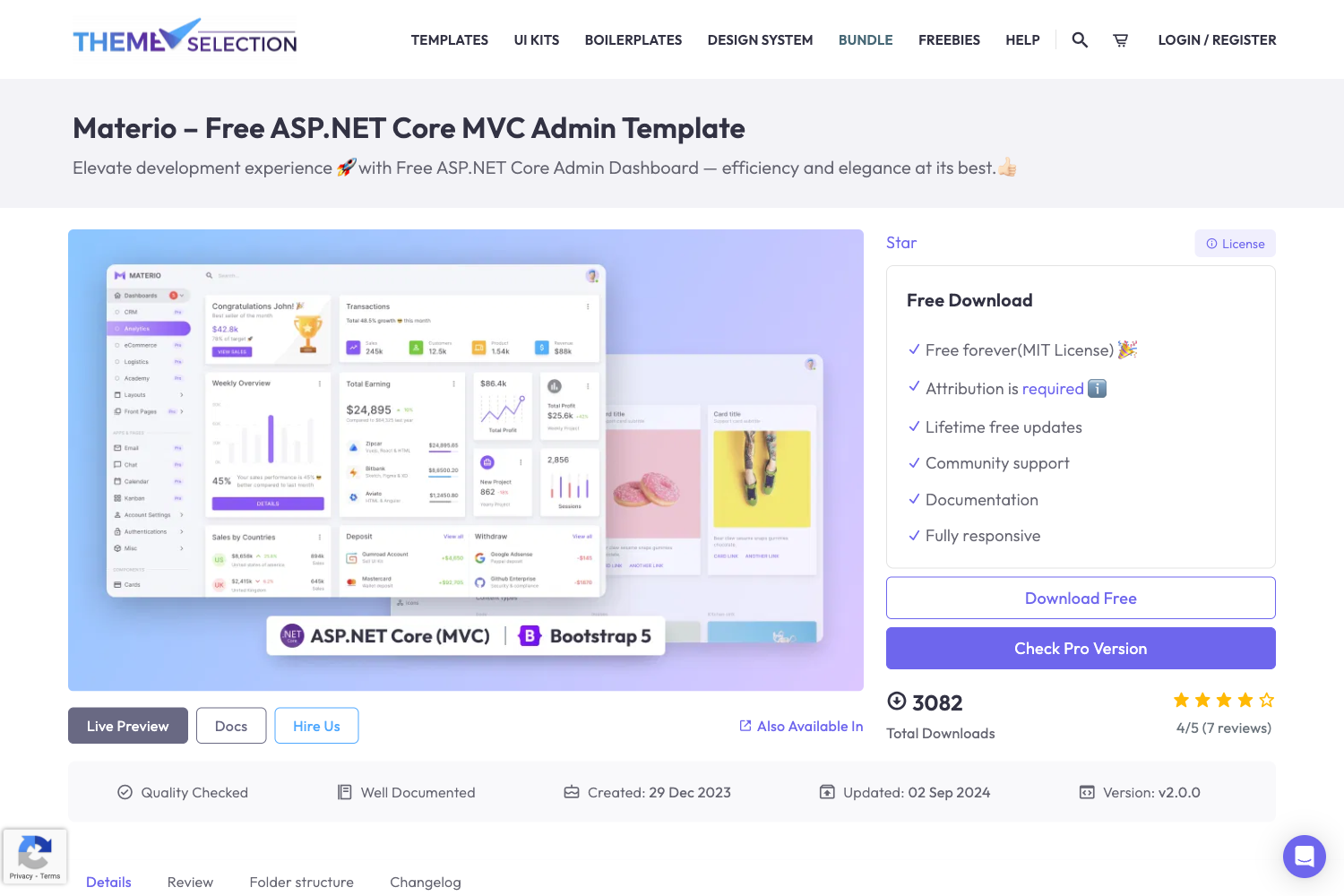 Screenshot of Materio Bootstrap Html Aspnet Core Mvc Admin Template Free