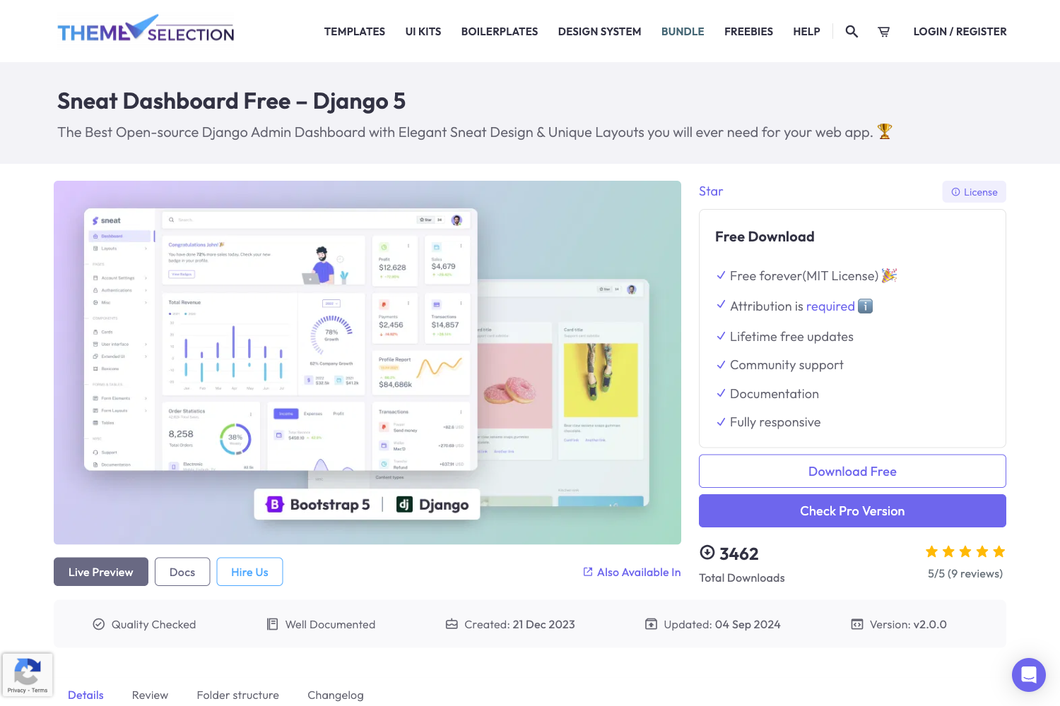 Screenshot of Sneat Bootstrap Html Django Admin Template Free