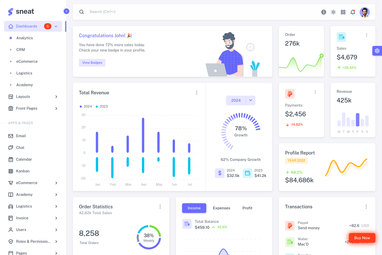 Screenshot of Sneat Dashboard PRO – Bootstrap