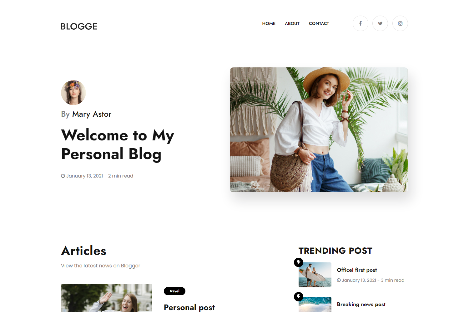 Screenshot of Blogge