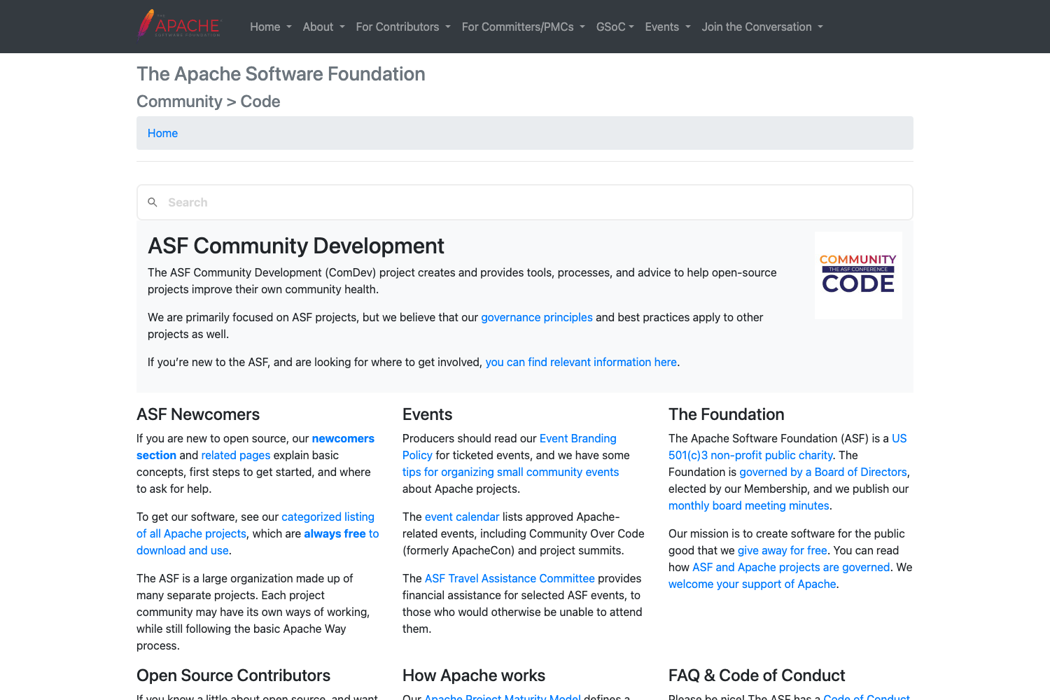 Screenshot of Comdev Site