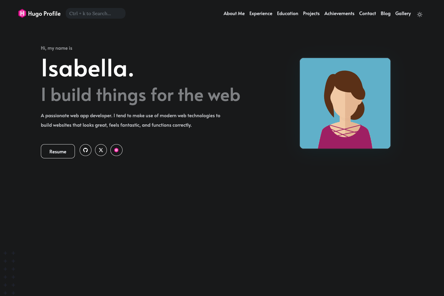 Screenshot of Hugo Profile
