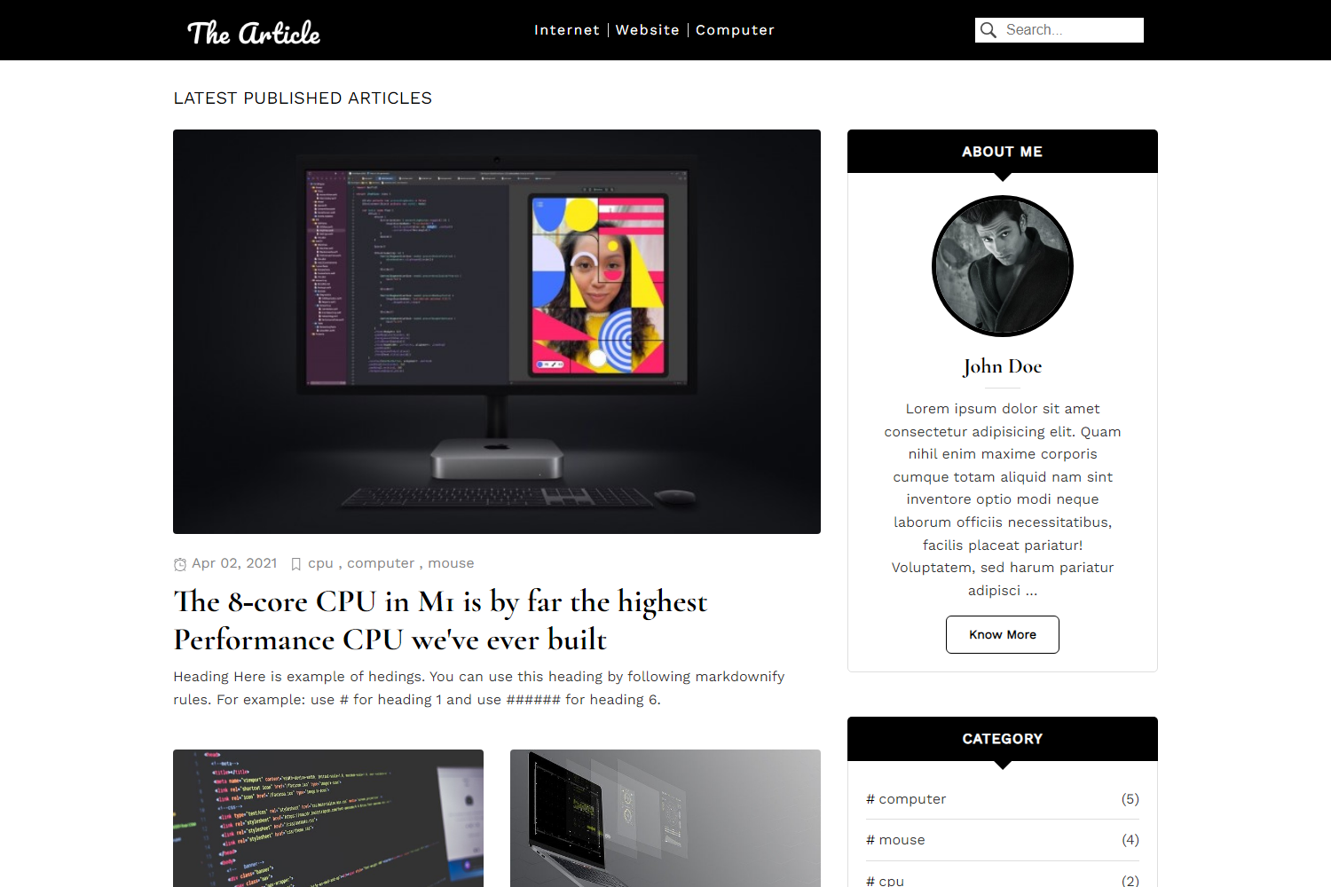 Screenshot of The Article Hugo