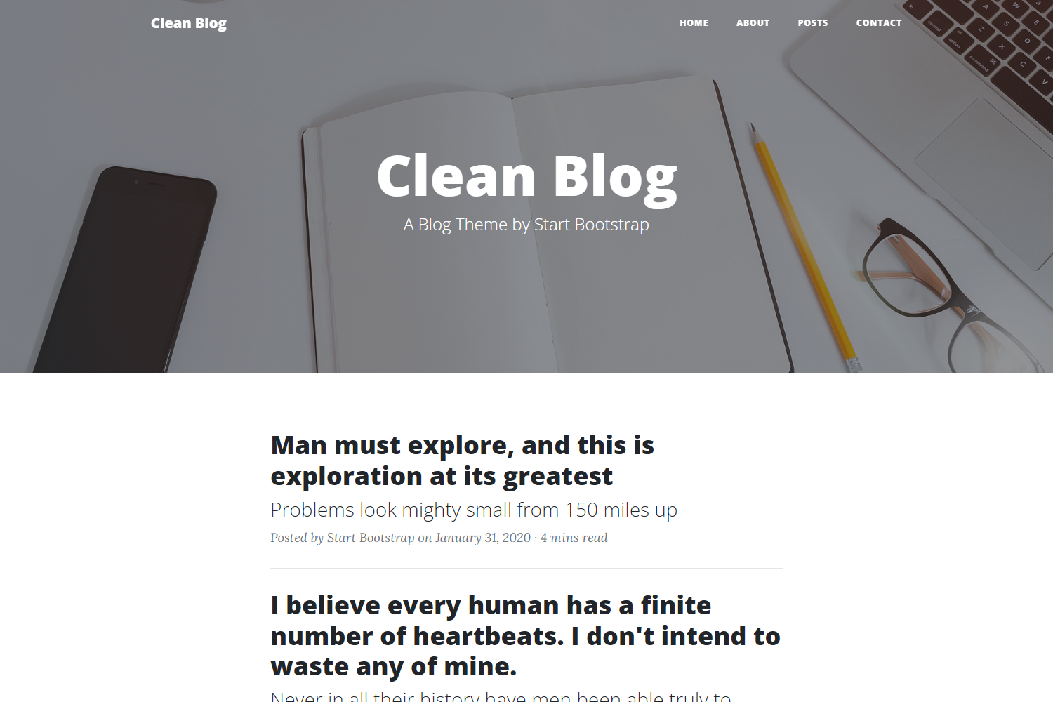 Screenshot of Clean Blog