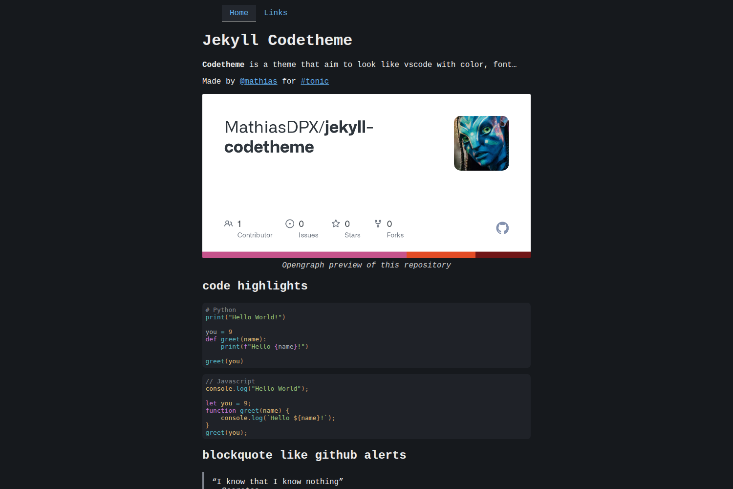 Screenshot of Codetheme
