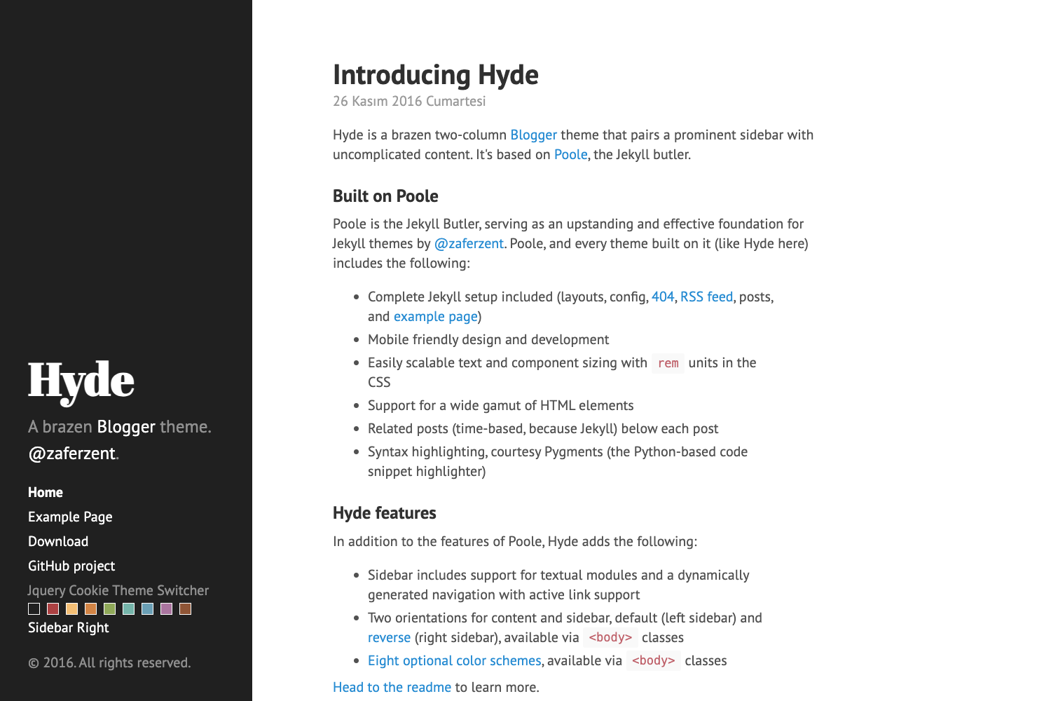 Screenshot of Hyde Blogger Template