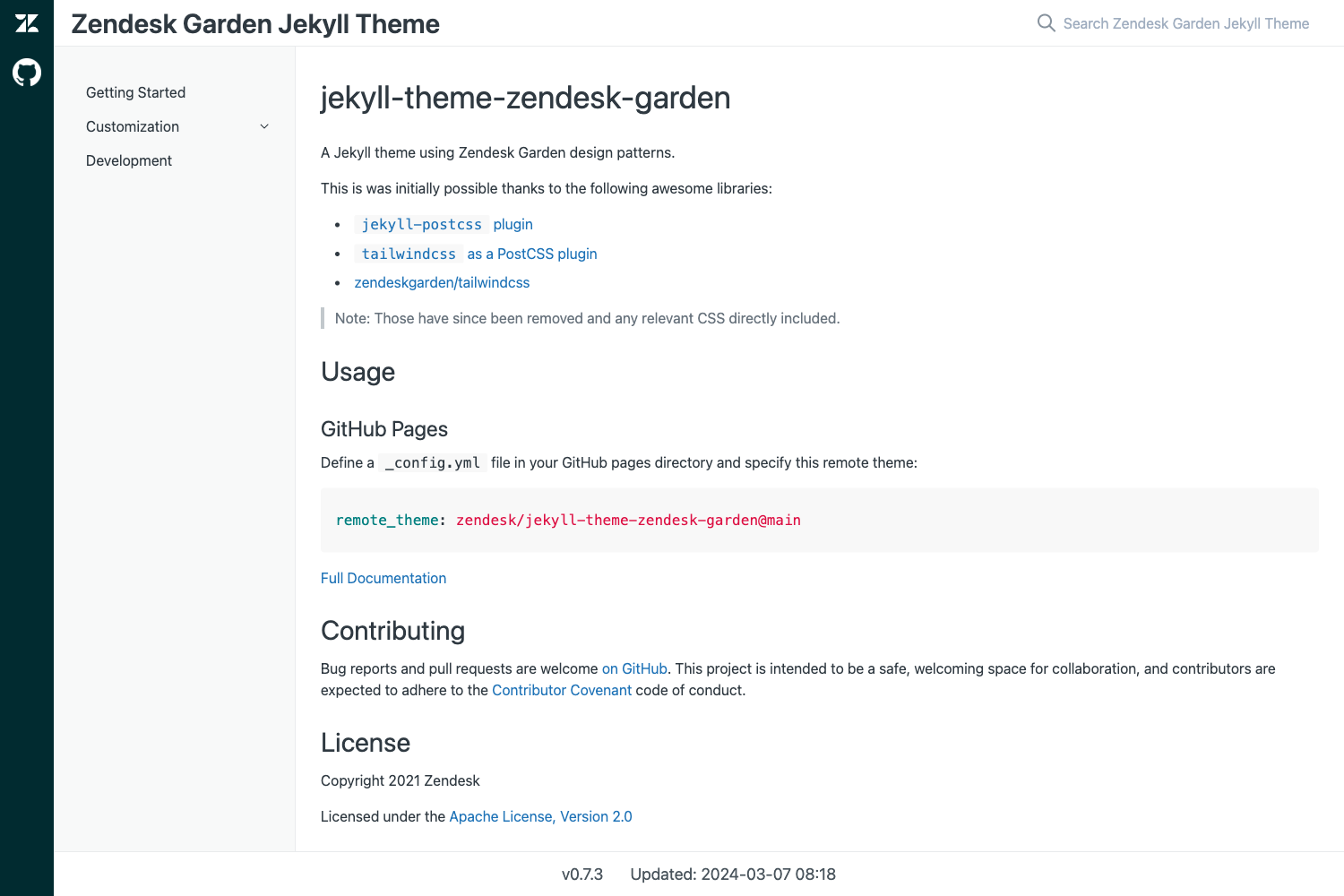 Screenshot of Jekyll Theme Zendesk Garden