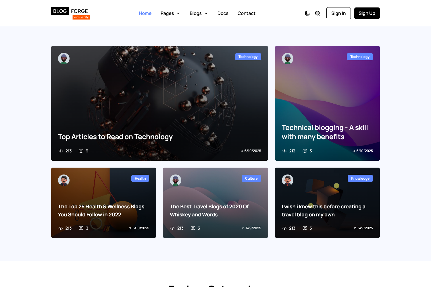 Screenshot of BlogForge Nextjs Website Template
