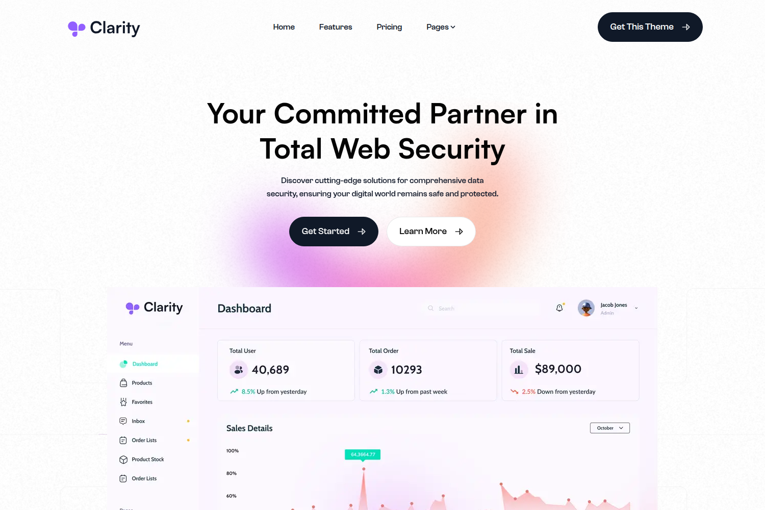 Screenshot of Clarity Nextjs