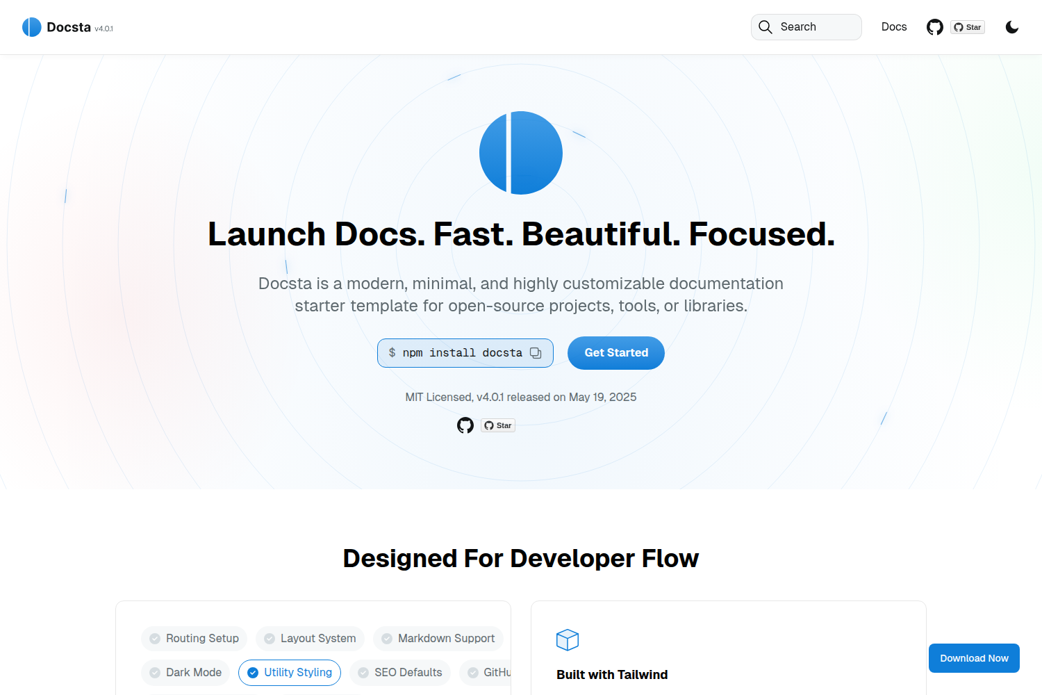 Screenshot of Docsta Nextjs Documentation Template