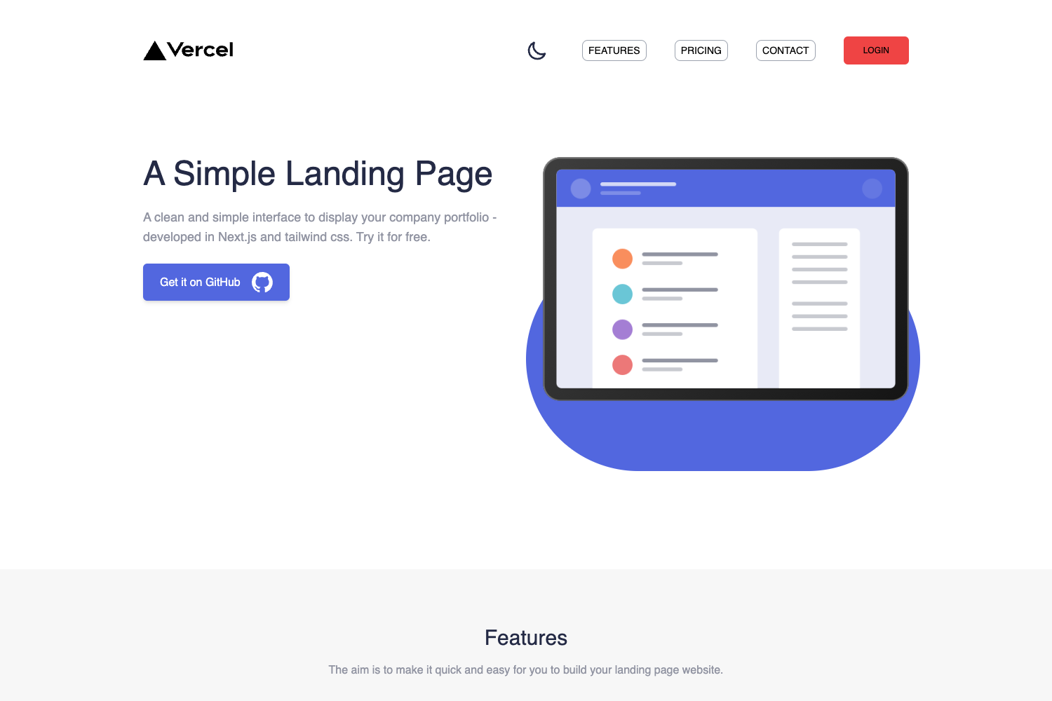 Screenshot of Landing Page Template