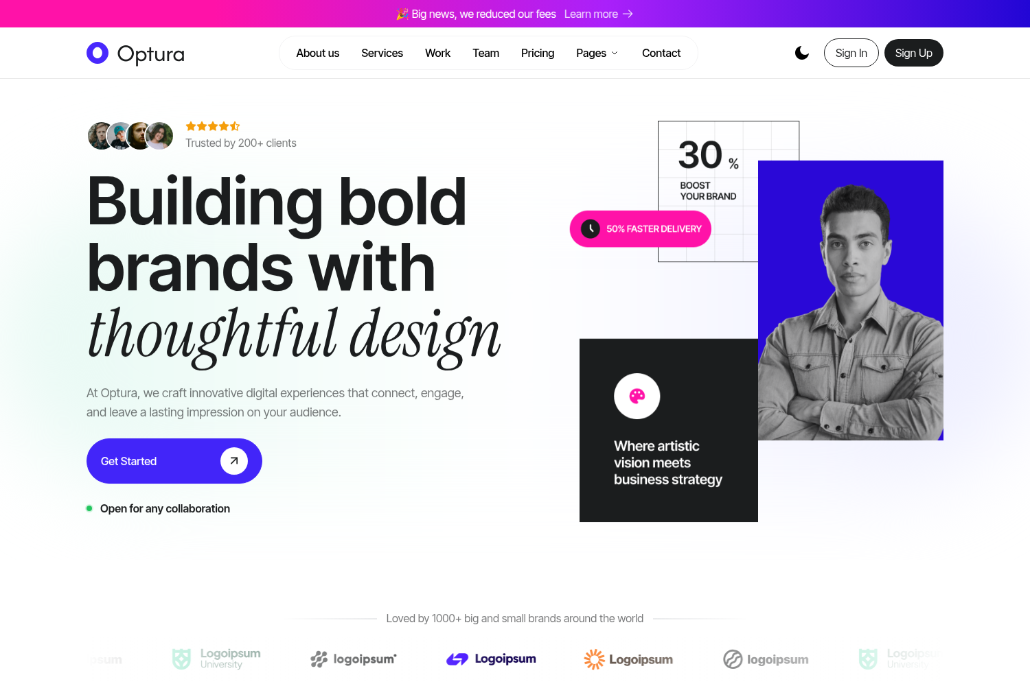 Screenshot of Optura Agency NextJs Template