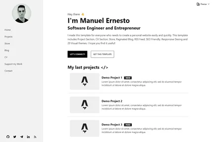 Screenshot of Astro Modern Personal Website Template