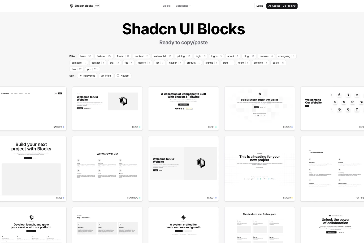 Screenshot of shadcnblocks