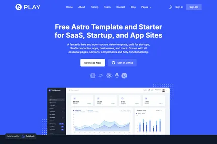 Screenshot of Play Astro - portfolio template