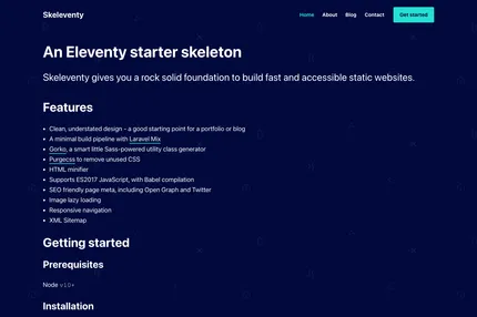Screenshot of Skeleventy