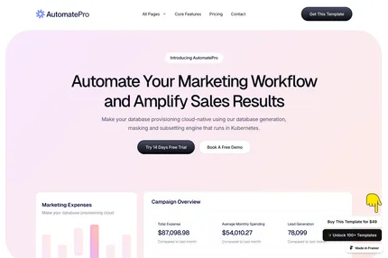 Screenshot of AutomatePro — SaaS & Startup Template