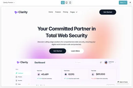 Screenshot of Clarity Framer