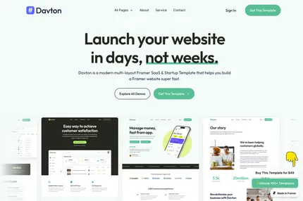 Screenshot of Davton — Multi-layout SaaS Startup Template