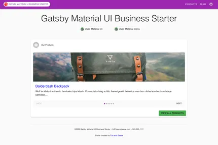 Screenshot of Gatsby Material Ui Business Starter