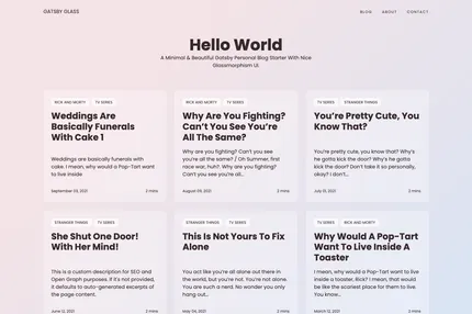 Screenshot of Gatsby Starter Glass