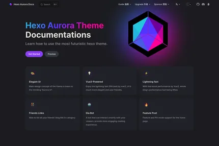 Screenshot of Hexo Theme Aurora Docs