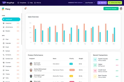 Screenshot of Flexy Free Material Angular Template