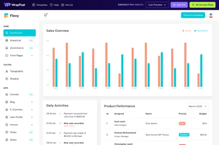Screenshot of Flexy free VueJs Admin Template