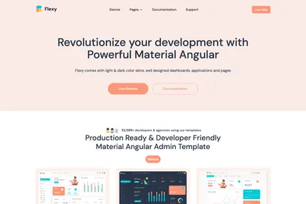 Screenshot of Flexy Material Angular Template