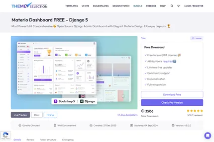 Screenshot of Materio Bootstrap Html Django Admin Template Free