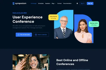 Screenshot of Symposium Free NextJs Website Template