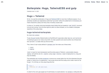 Screenshot of Hugo Tailwind Boilerplate