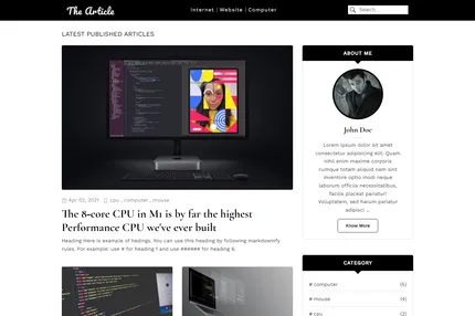 Screenshot of The Article Hugo