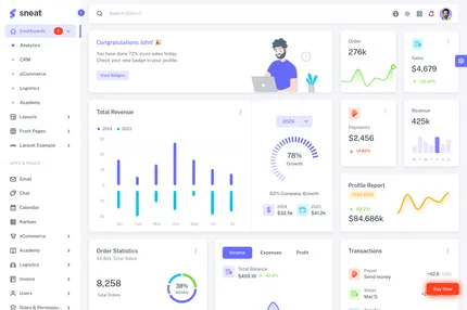 Screenshot of Sneat Dashboard PRO – Laravel