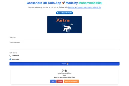 Screenshot of Astra DB Todo App Crud
