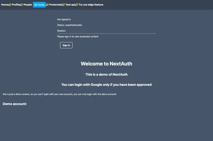 Screenshot of Next Auth App Base