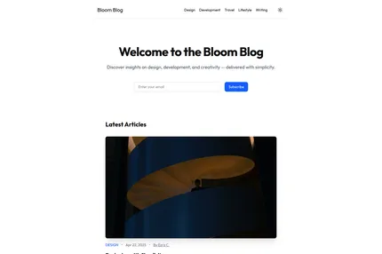 Screenshot of BloomBlog - Free Next.js Tailwind CSS Blog Template