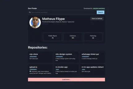 Screenshot of Github Finder