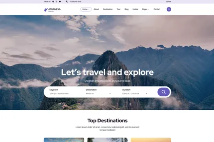 Screenshot of Journeya Tours & Travel Agency React Next JS Template